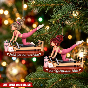 Personalized Pilates Girl Acrylic Ornament, Just A Girl Who Loves Pilates