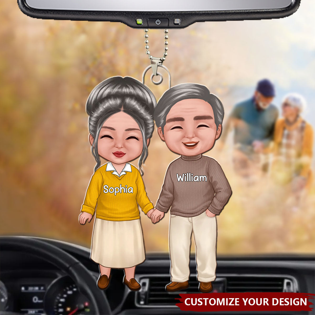 Old Doll Couple Holding Hands Standing Together Personalized Acrylic Ornament