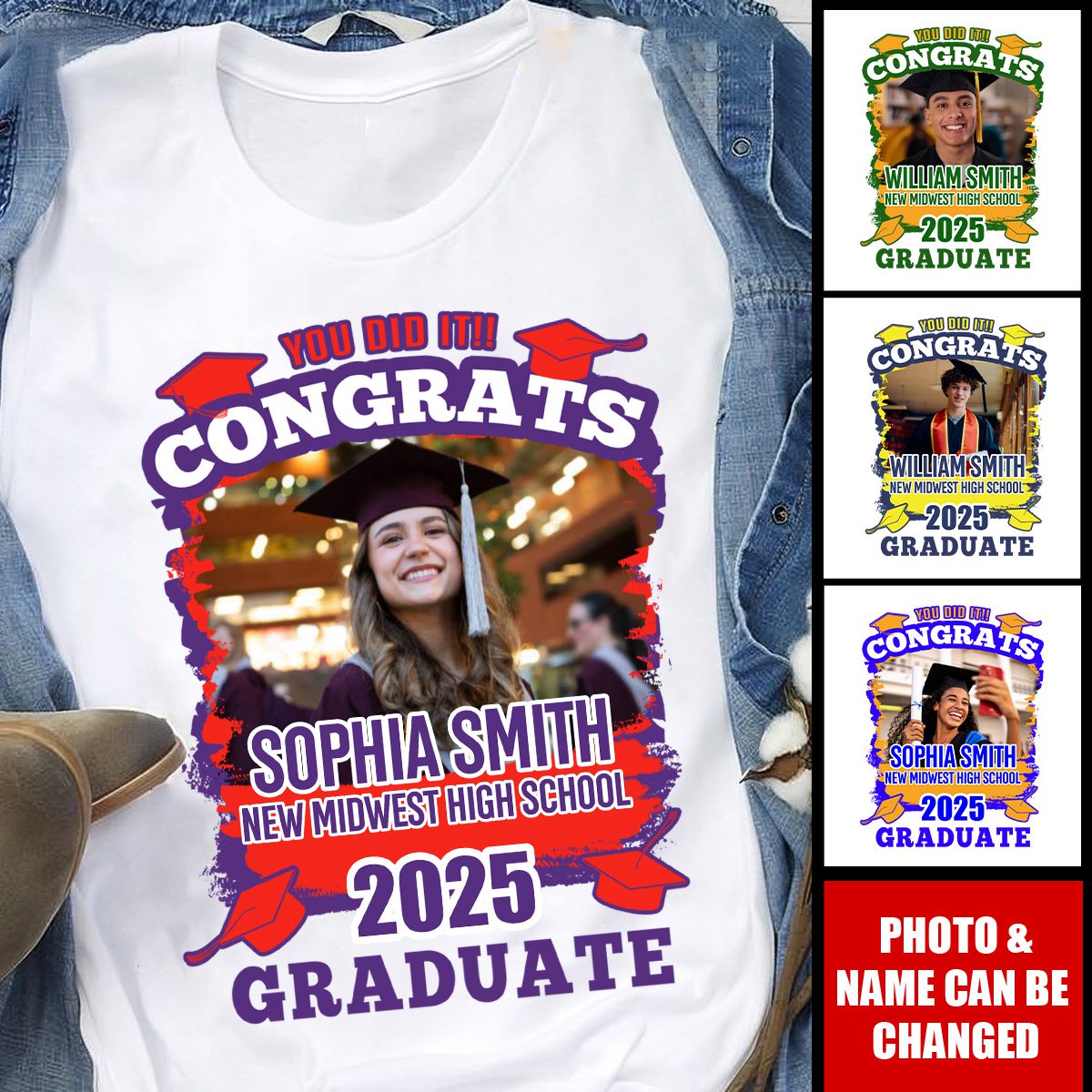 Custom Photo You Did It Congrats - Personalized Graduation Shirt