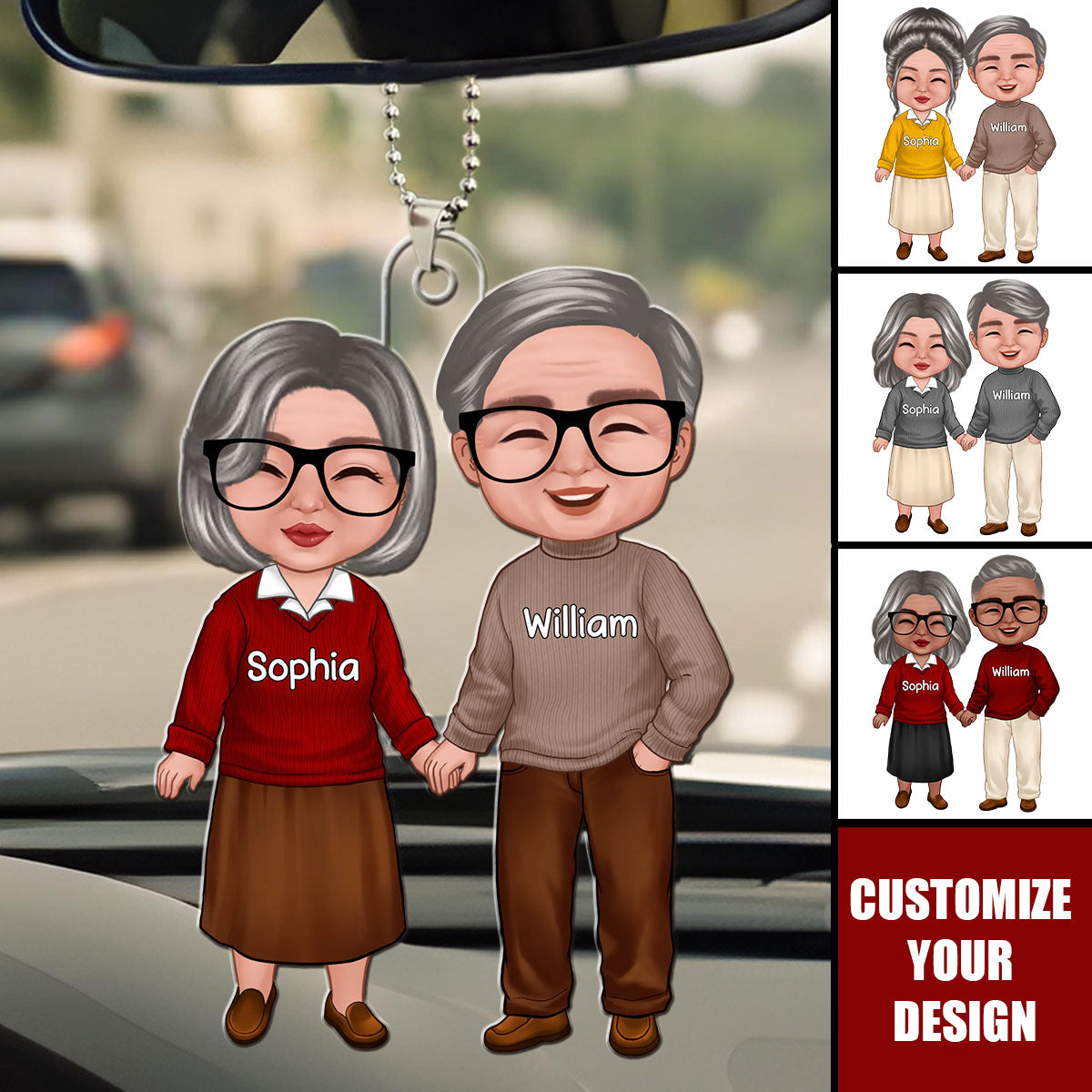 Old Doll Couple Holding Hands Standing Together Personalized Acrylic Ornament