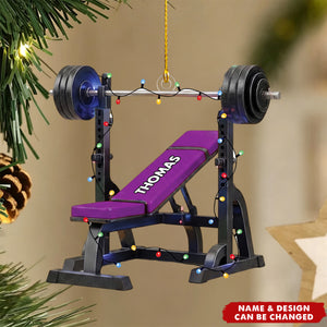 Personalized Weight Bench Christmas Gift,  Personalized Workout Ornament