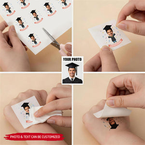 Custom Graduation Tattoo Sticker - Personalized Tattoo, Congrats Graduate Gift