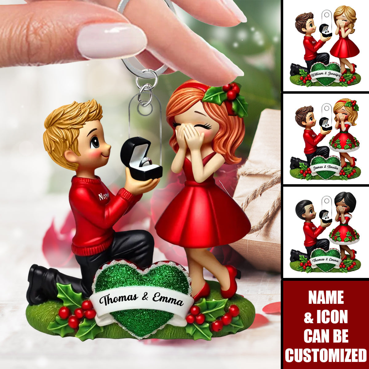 Marriage Proposal "She Said Yes!" - Personalized Acrylic Keychain, Just Engaged Gifts For Couples