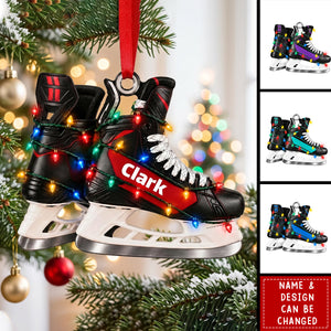 Personalized Ice Hockey Christmas Ornament, Custom Name Hockey SkatesAcrylic Keepsake