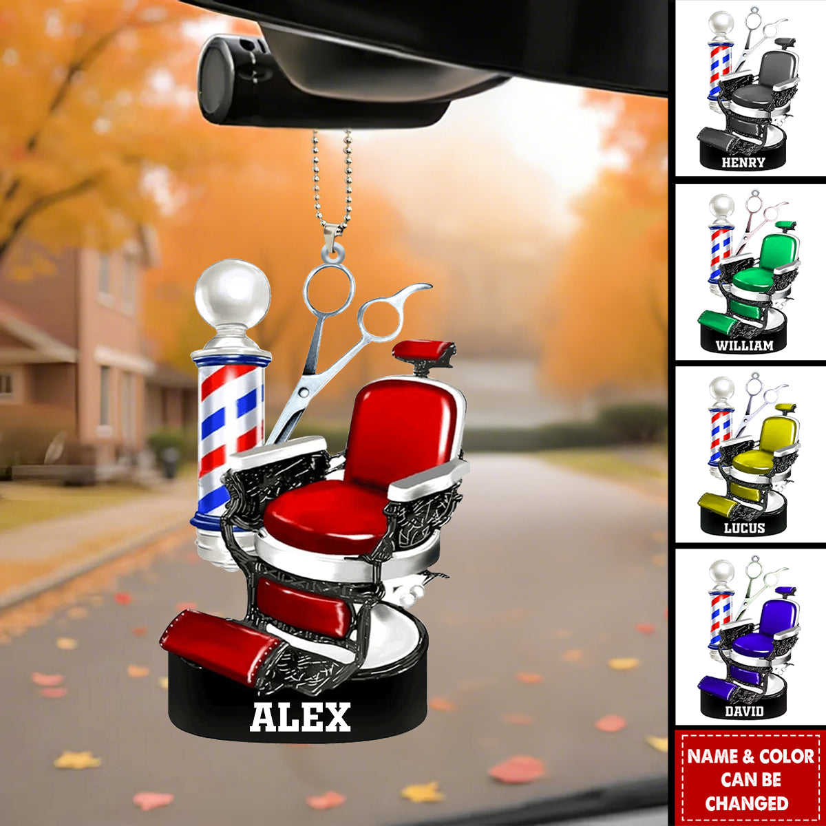 Personalized Barber Chair Car Ornament