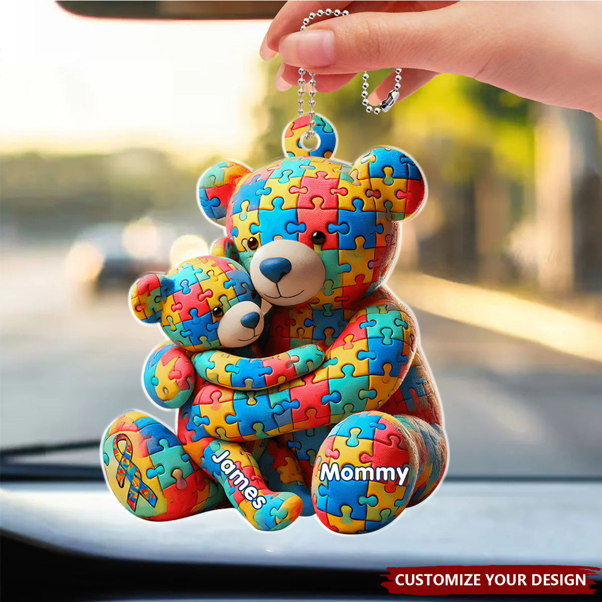 Bear Mother and Kid - Personalized Acrylic Ornament, Gifts For Autism