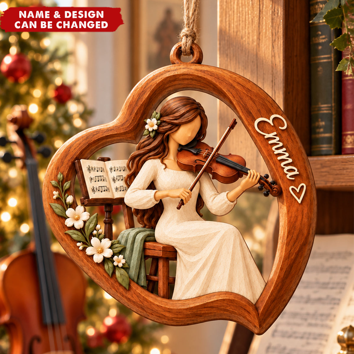 Personalized Christmas Ornament Of A Girl Playing The Violin