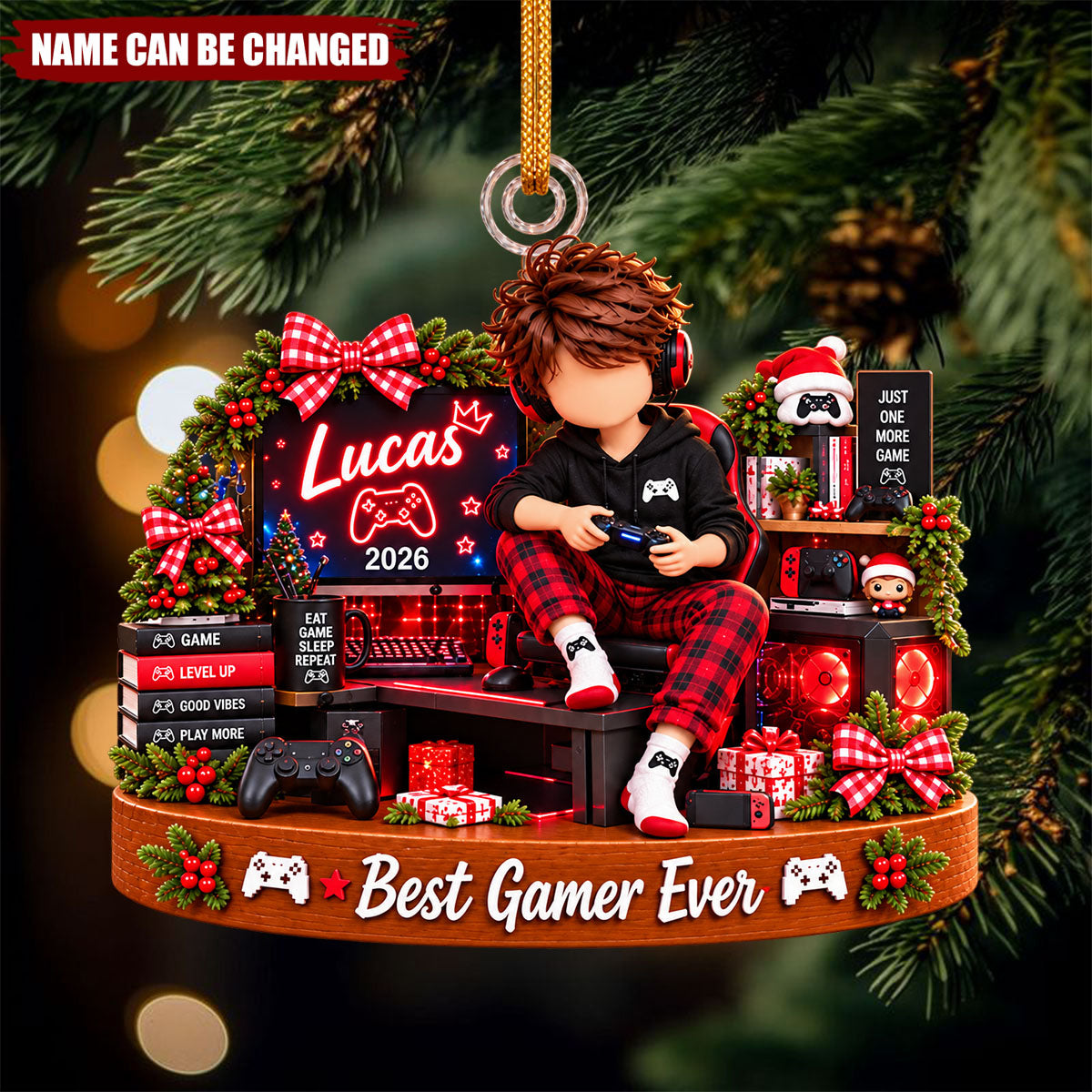 Personalized Gamer Ornament - Gaming Christmas Gifts