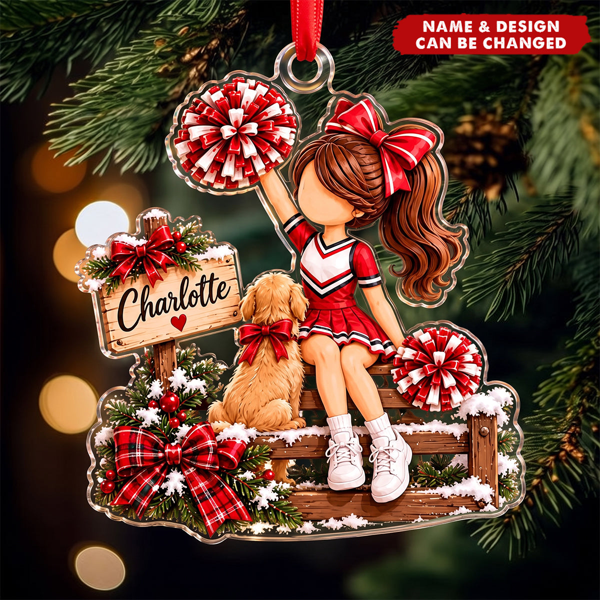 Personalized Cheerleader Acrylic Ornament - Cheerleading Christmas Ornament