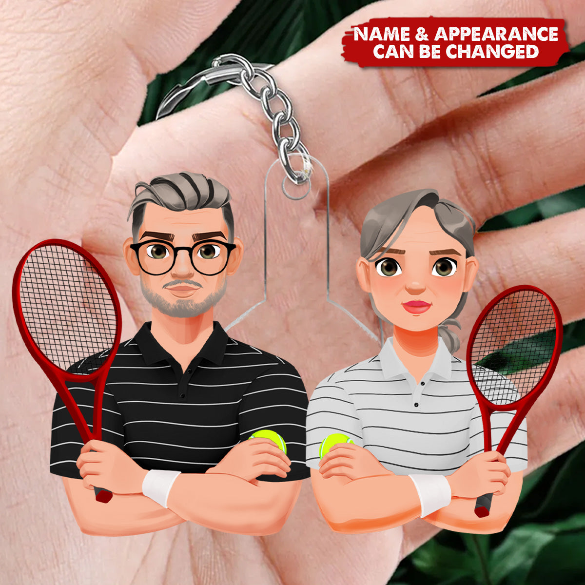 Tennis Couple - Personalized Acrylic Keychain - Gifts For Tennis Couple