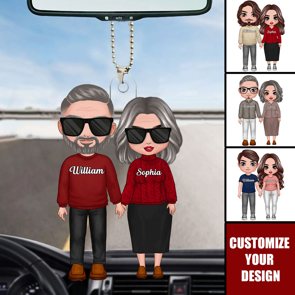 Old Young Doll Couple Annoying Each Other Personalized Acrylic Ornament