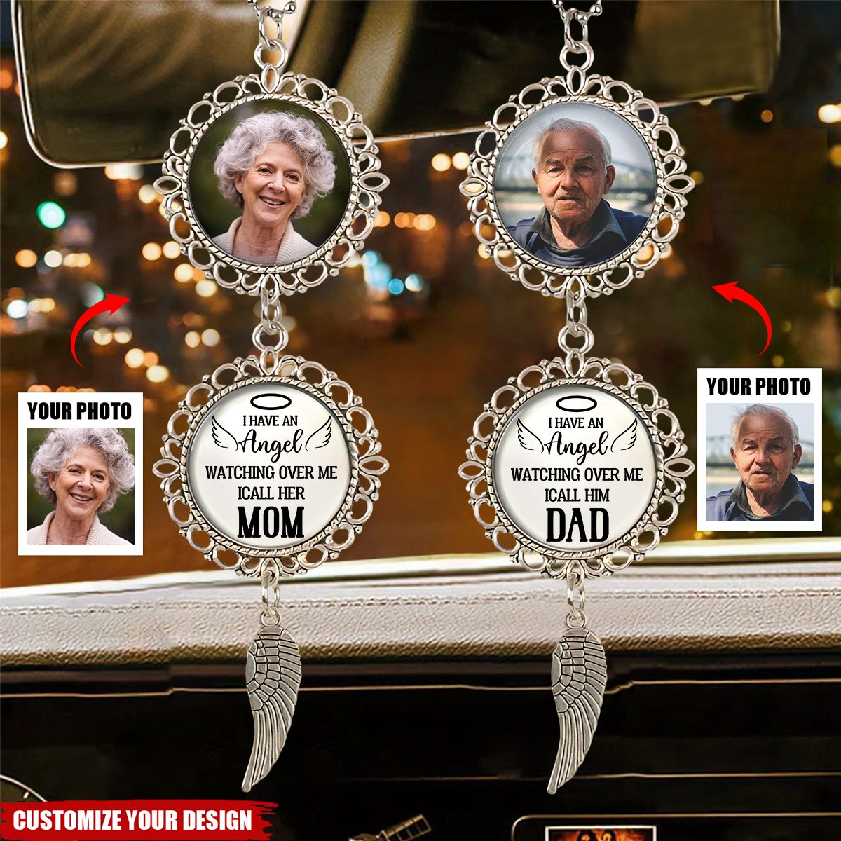 I Have An Angel Watching Over Me - Personalized Photo Car Ornament
