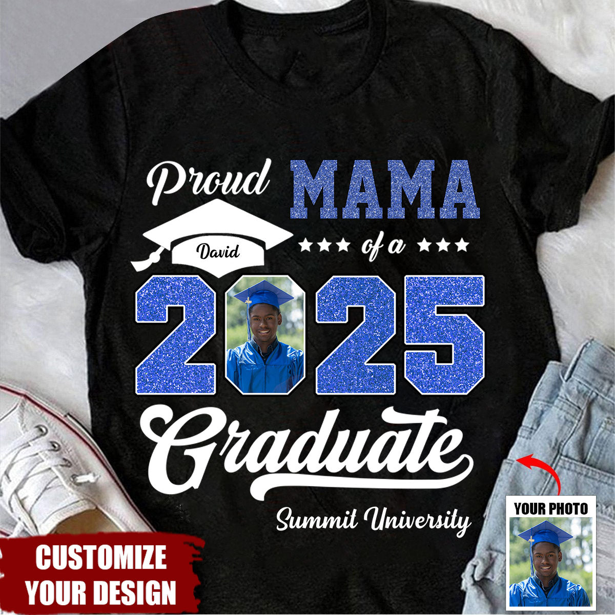 Personalized Graduation 2025 T-Shirt, Proud Family Graduate Photo Class Of 2025