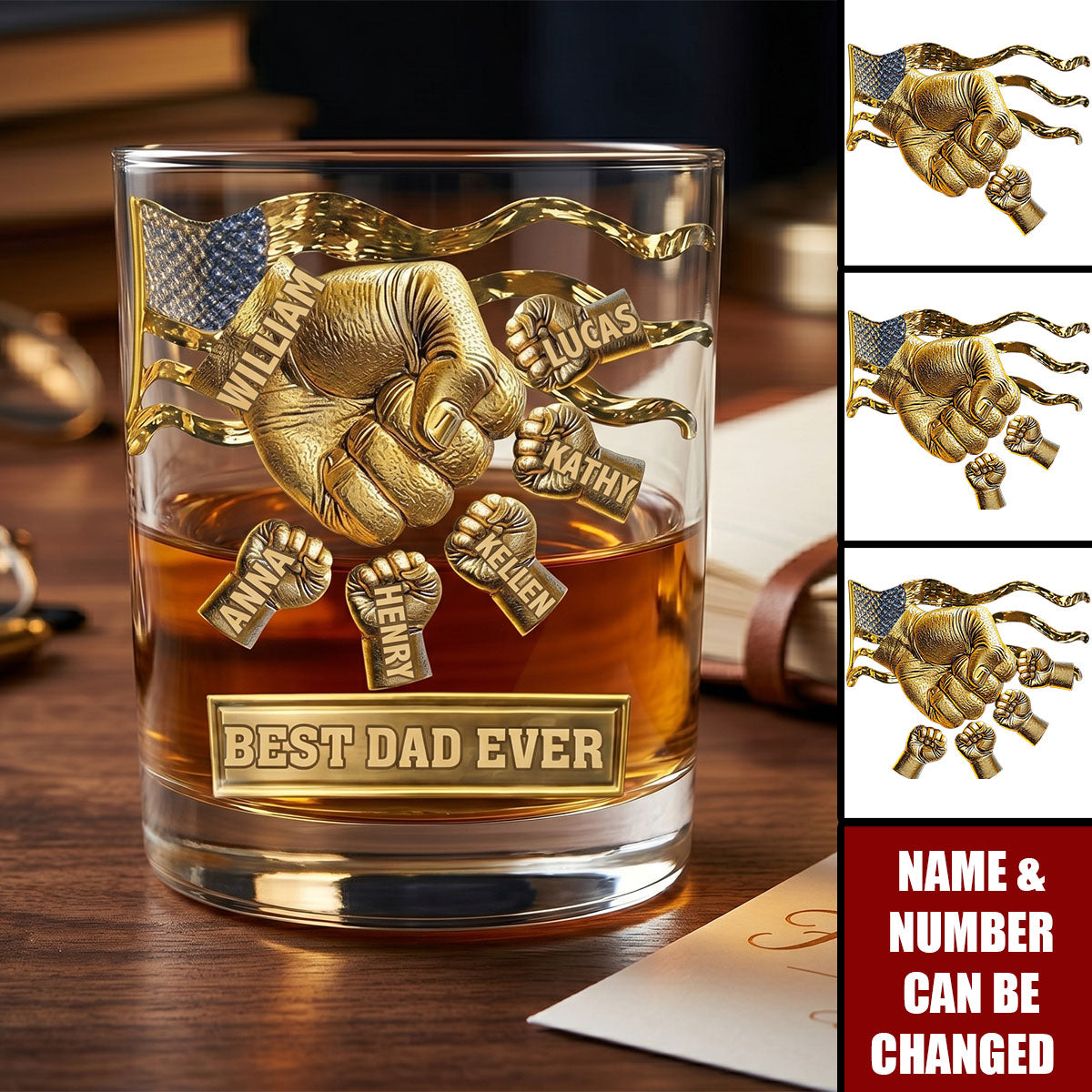 Best Dad Ever, Personalized Whiskey Glass, Gift For Dad And Grandpa