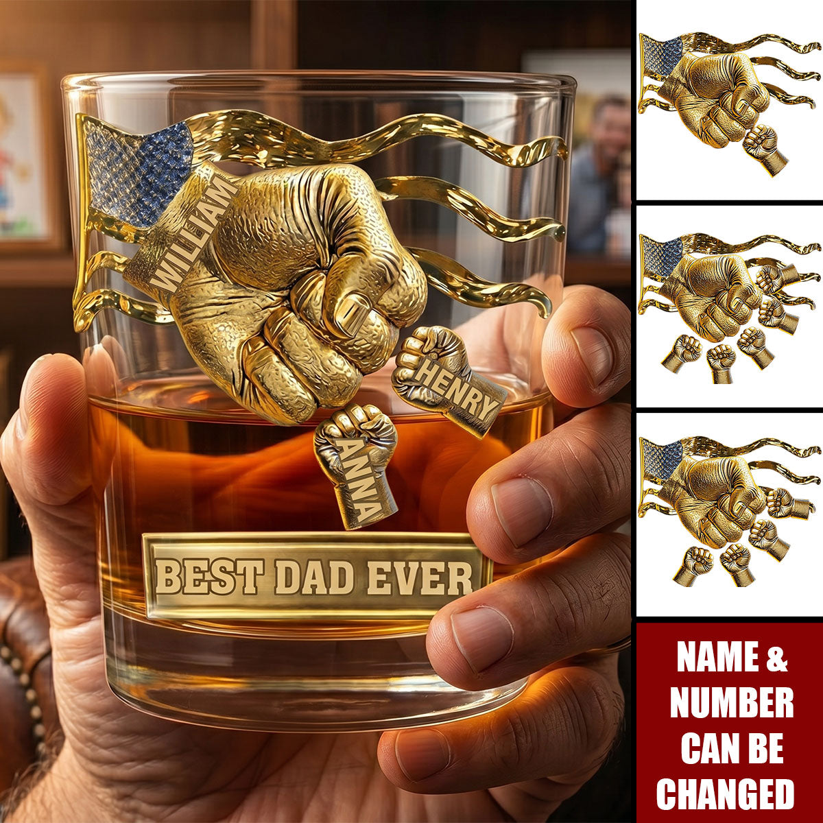 Best Dad Ever, Personalized Whiskey Glass, Gift For Dad And Grandpa