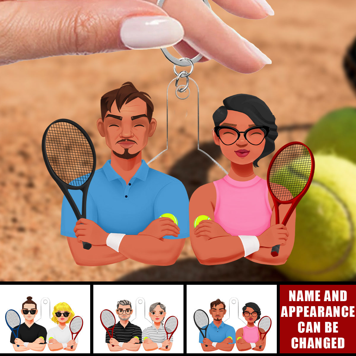 Tennis Couple - Personalized Acrylic Keychain - Gifts For Tennis Couple
