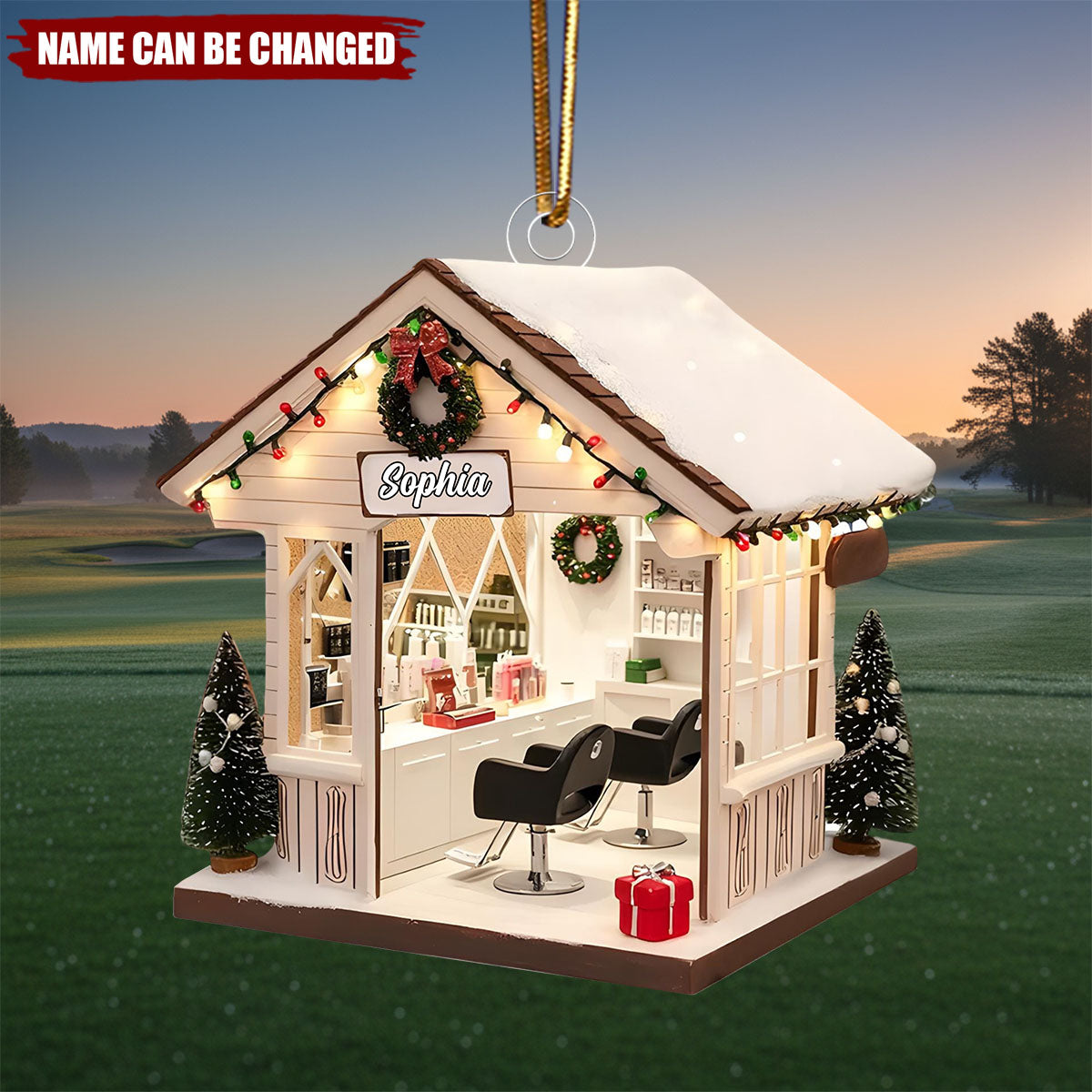 Personalized Hair Salon Christmas Acrylic Ornament, Gift For Hairdresser