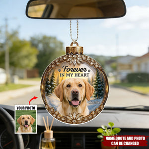Custom Photo Memorial Christmas Forever In My Heart - Personalized Car Ornament