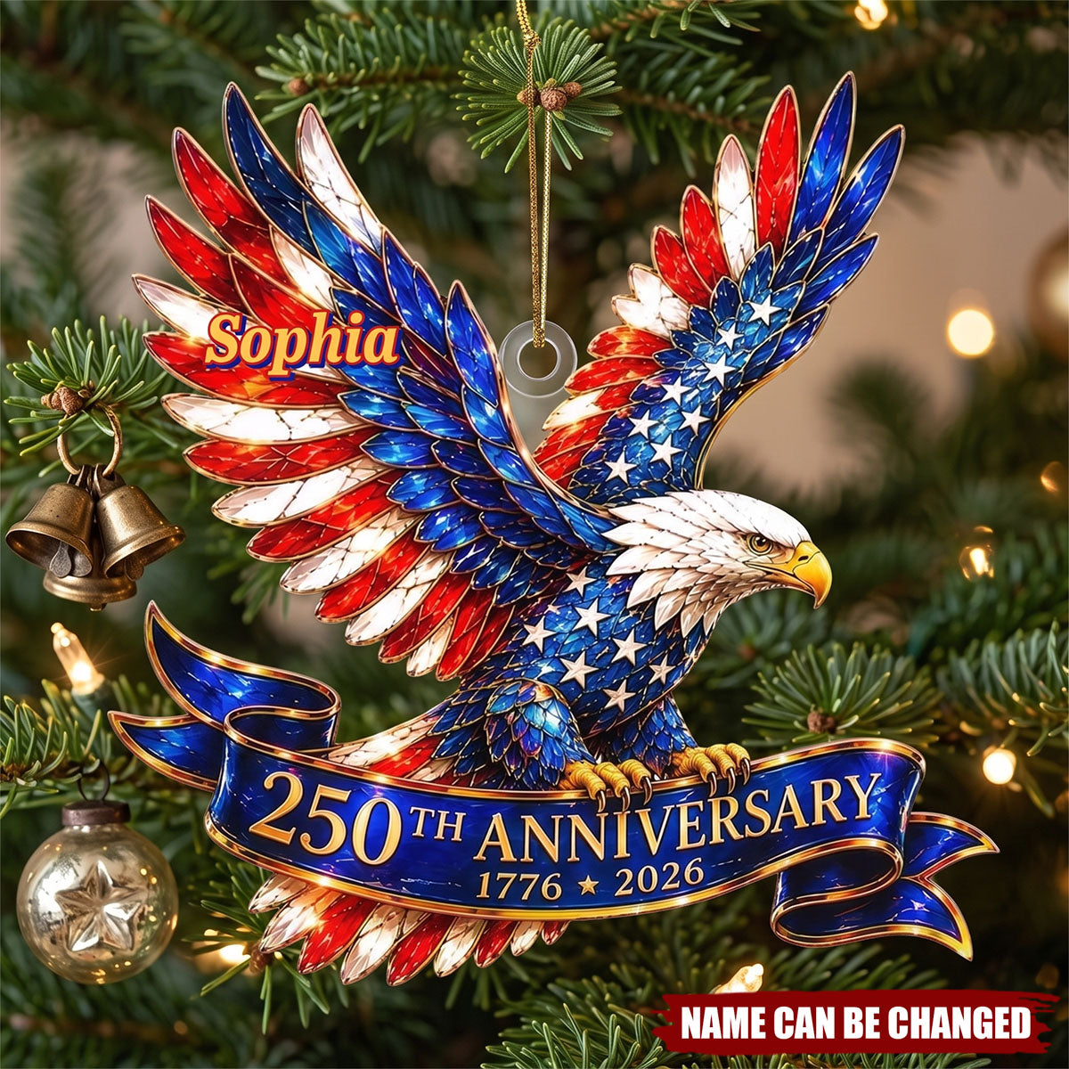 America 250 Years Ornament 2026, Patriotic Eagle Christmas Ornament