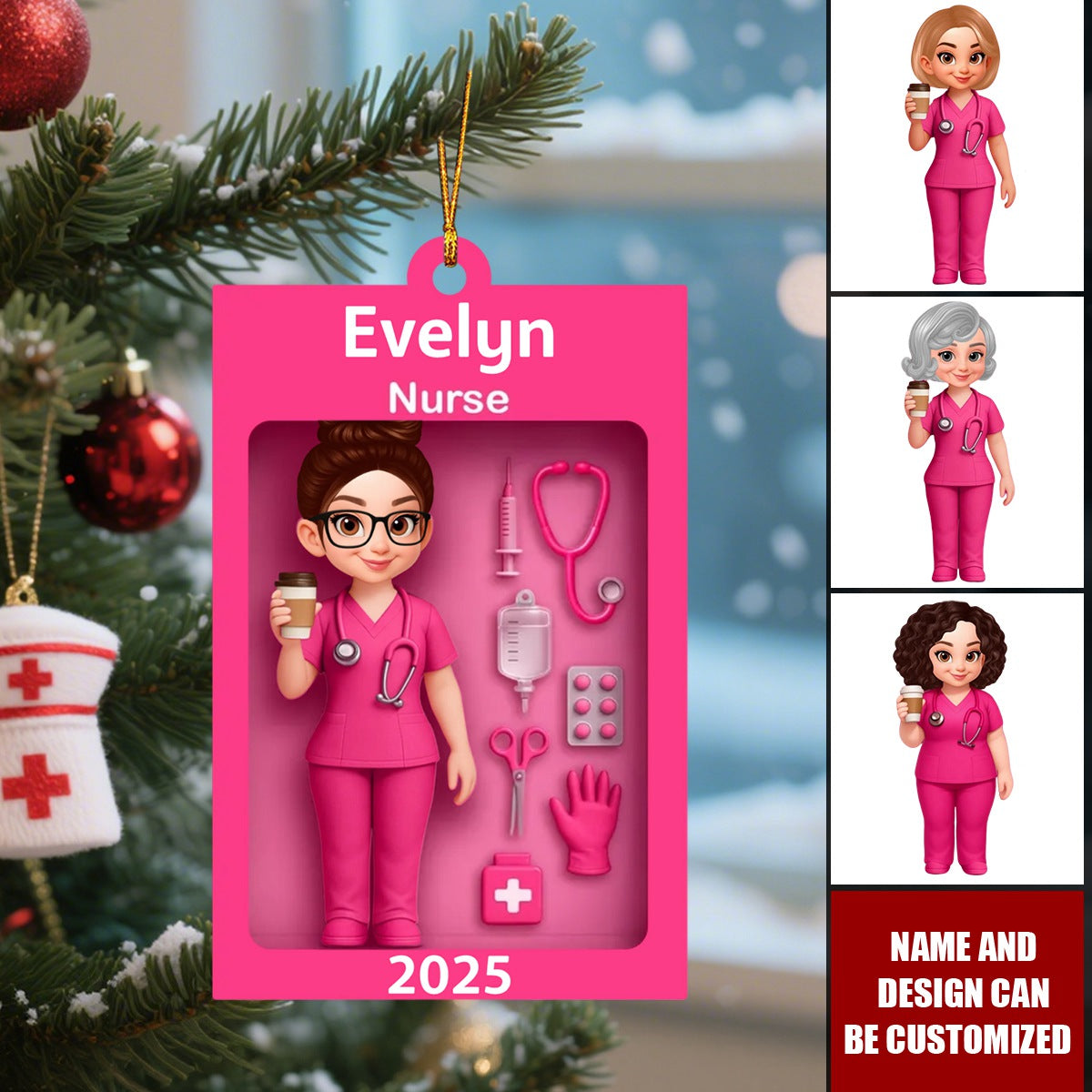 Personalized Nurse In Toy Box Acrylic Ornament, Christmas Gift For Nurse, For Co-workers