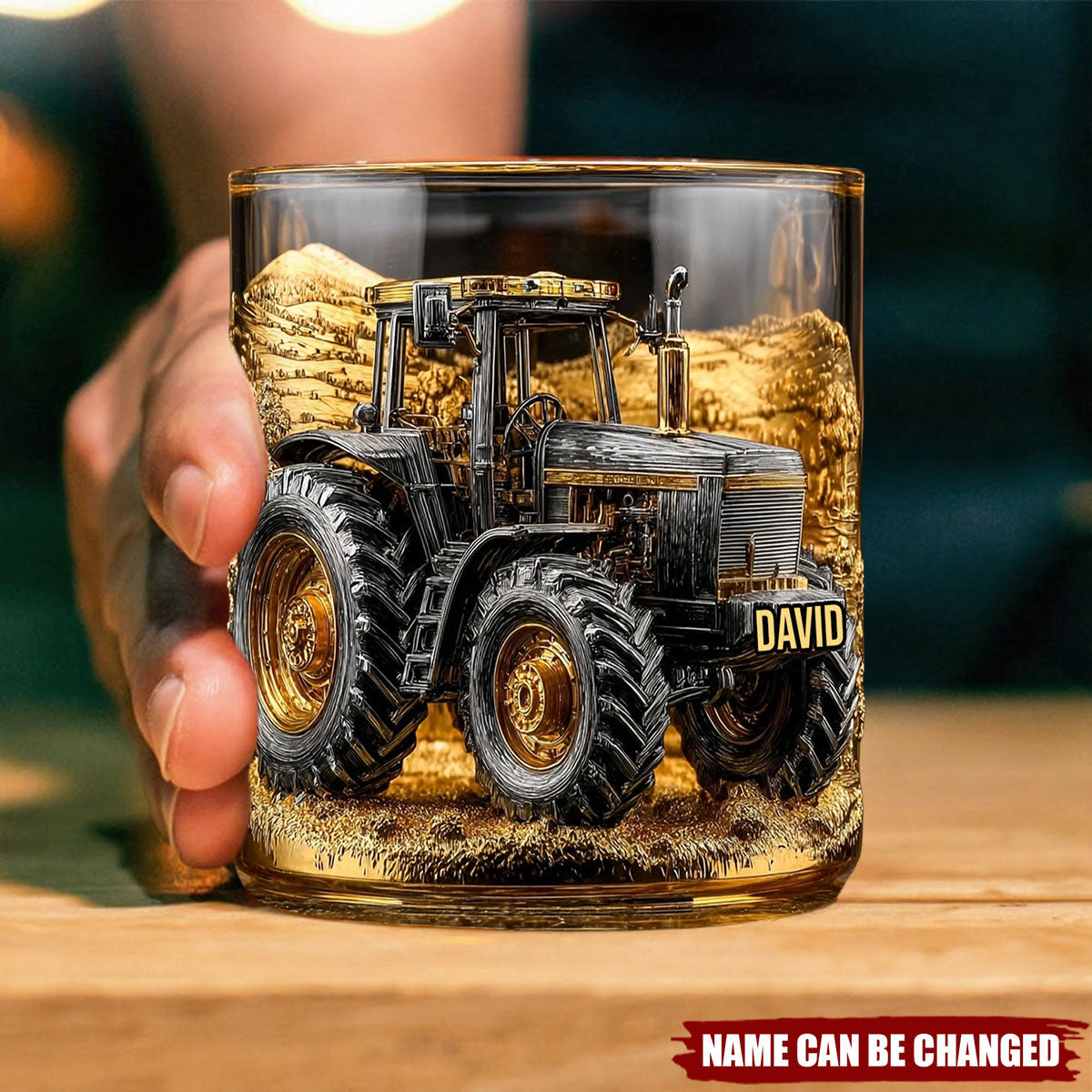 Strong Farmer - Personalized Tractor Whiskey Glass