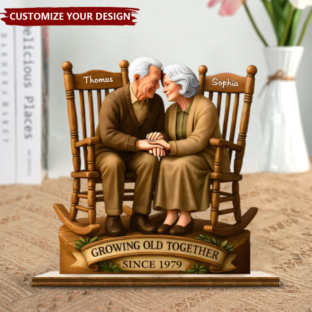 Love That Grows With Time - Personalized Standing Wooden Plaque