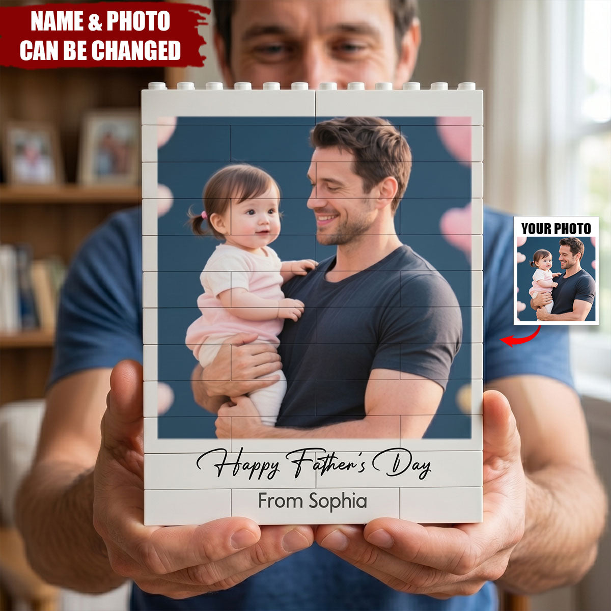Custom Photo Happy Father's Day Building Brick Blocks Gift For Family