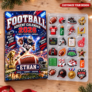 Personalized Soccer Advent Calendar, 24 Soccer Charms, Gift For Soccer Players