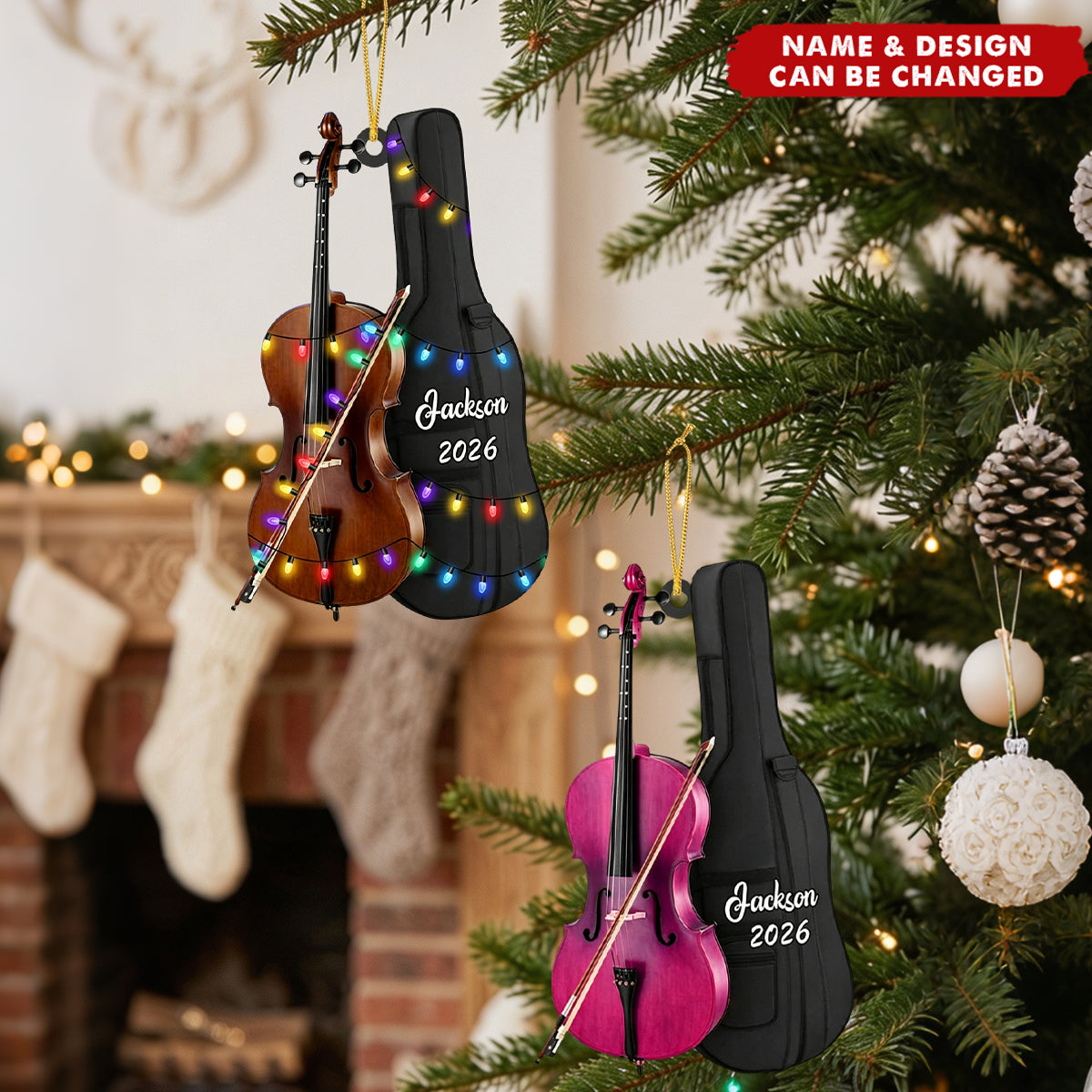 Personalized Cello Instrument Music Ornament, Cello Tree Ornament