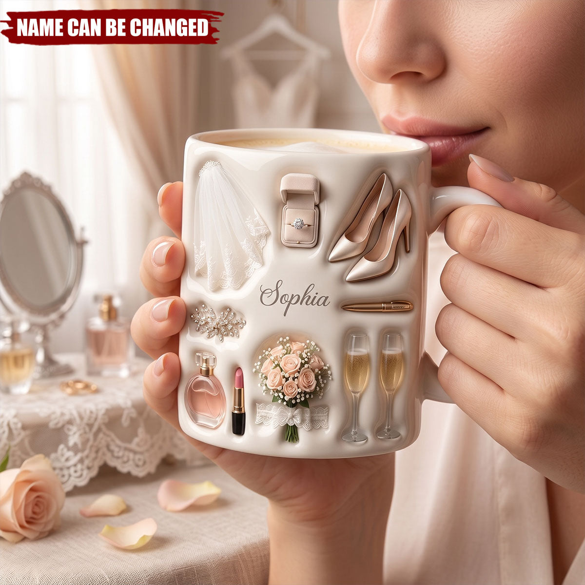 Custom Name Bride/Groom Ceramic Mug, Wedding Mugs, Bachelor Party