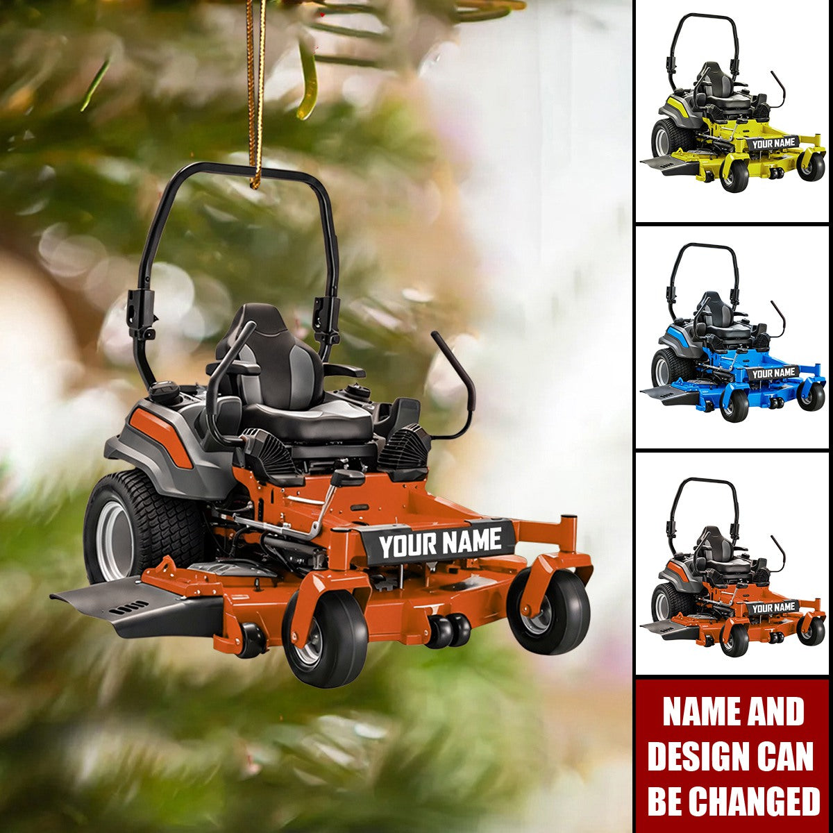Personalized Lawn Mowers Christmas Tree Ornament, Riding Mowers Ornament