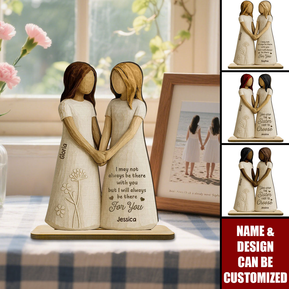 I'll Always Be There For You - Personalized Standing Wooden Plaque, Gift For Besties, Best Friends