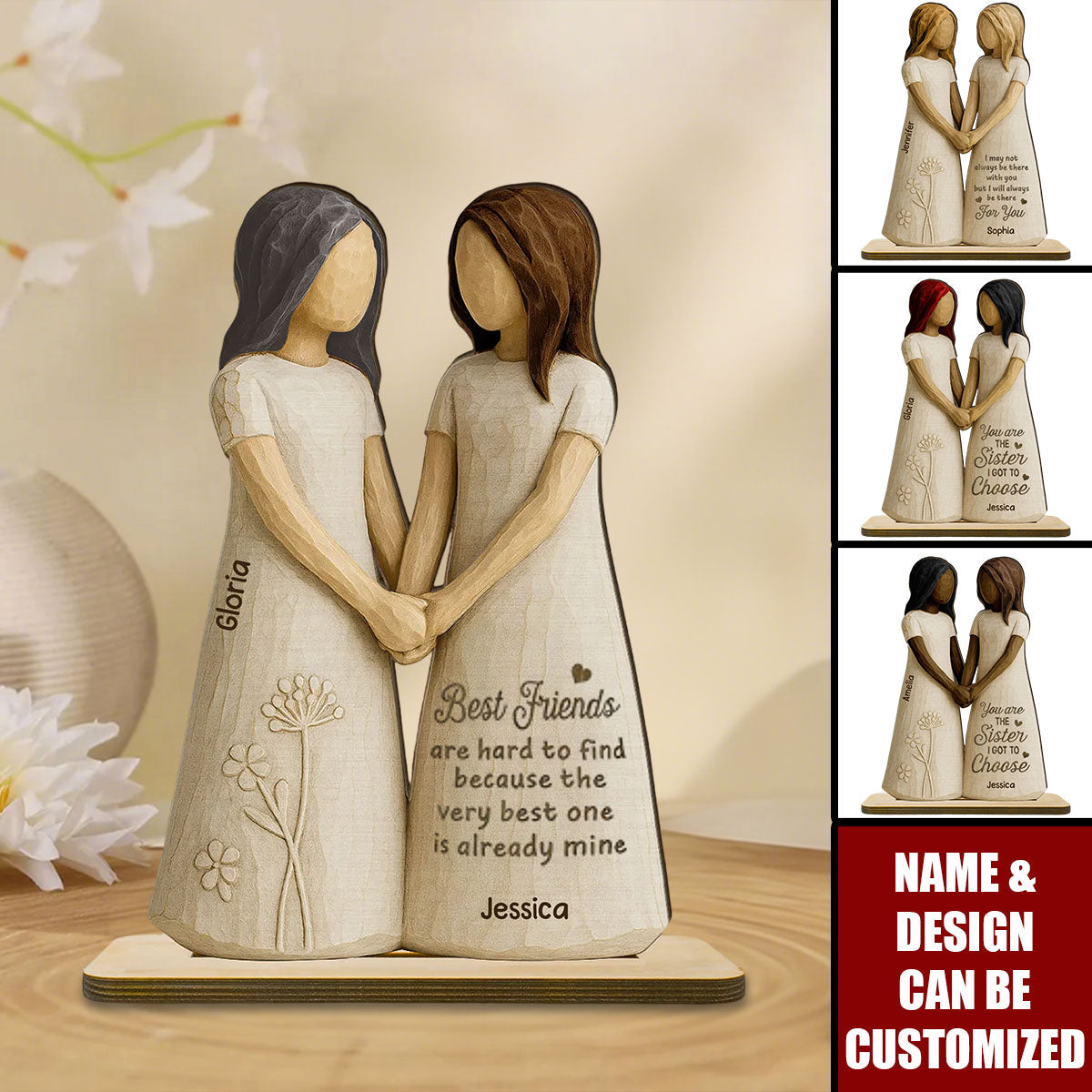 I'll Always Be There For You - Personalized Standing Wooden Plaque, Gift For Besties, Best Friends