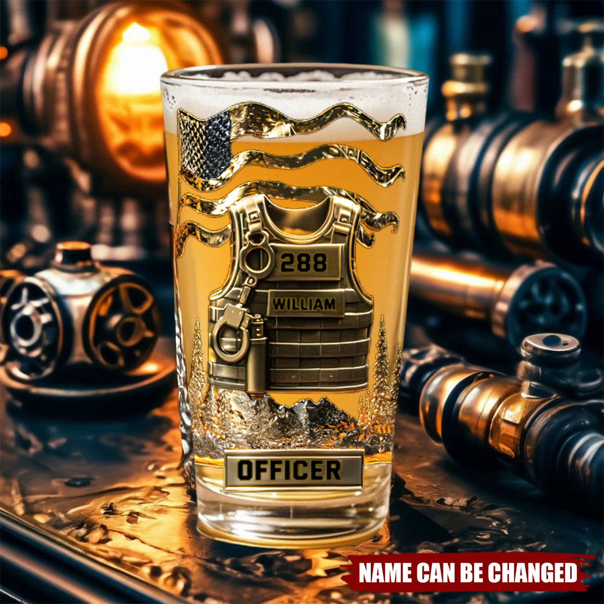 Serve And Protect - Personalized Police Officer Beer Glass