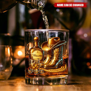 Cowboy Boots Hat - Personalized Whisky Whiskey Glass