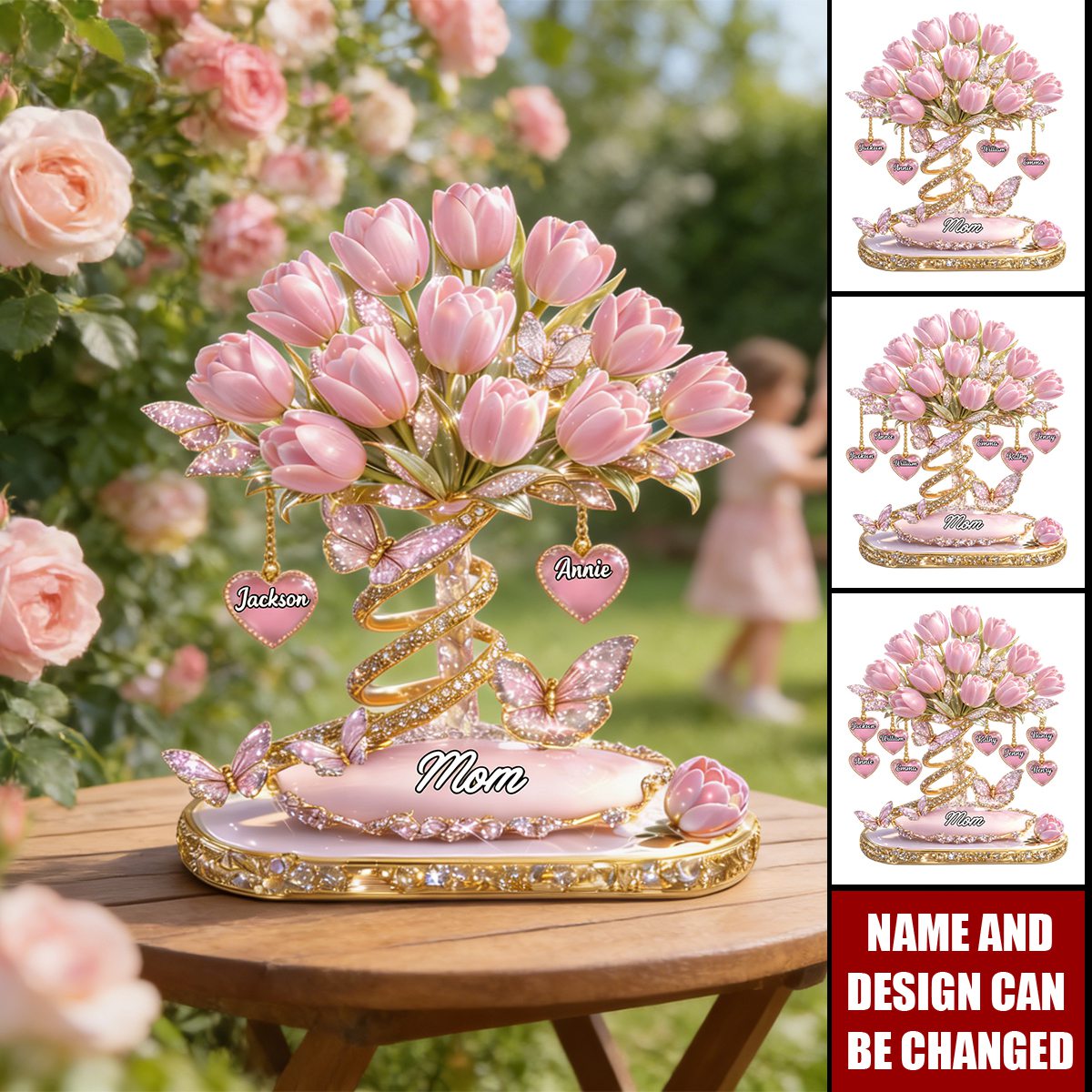 Mom We Love You Tulip Bouquet - Personalized Acrylic Plaque