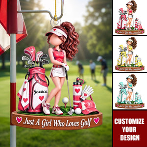 Personalized Golf Girl Ornament, Custom Name Christmas Gift
