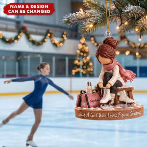 Personalized Figure Skating Girl Christmas Ornament, Custom Ice Skater Acrylic Ornament