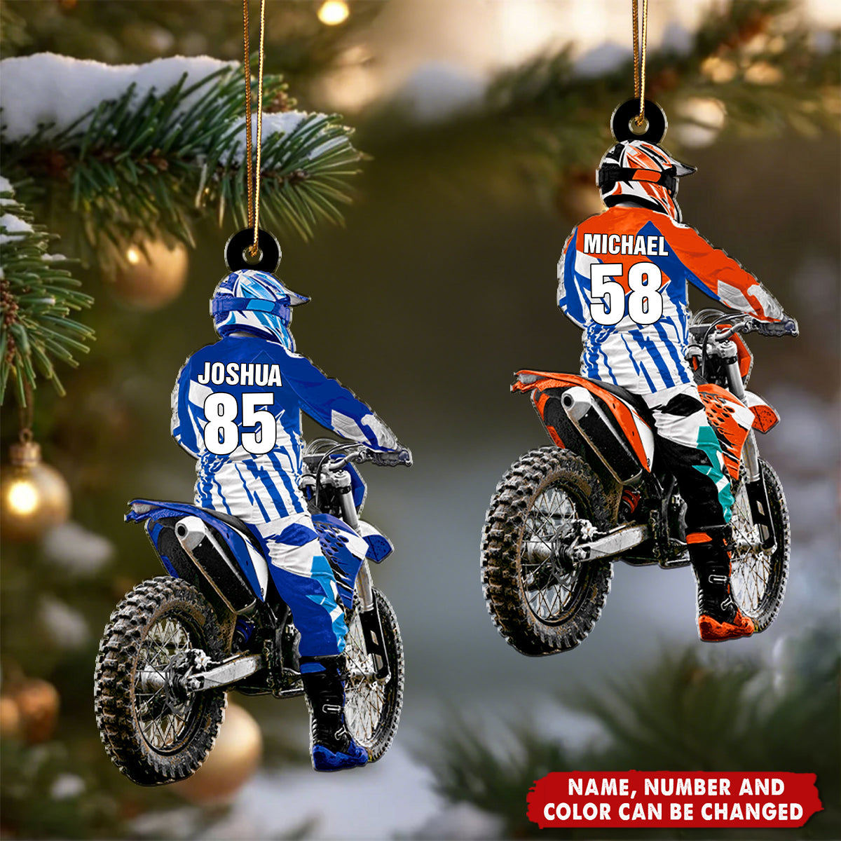 Motocross Racer - Personalized Christmas Acrylic Ornament