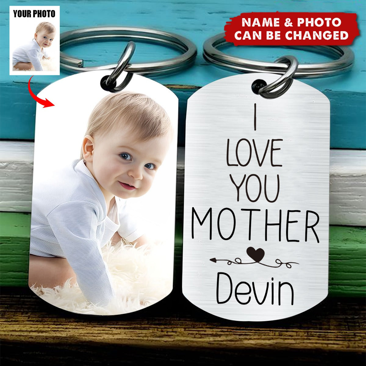 Personalized Photo Keychain Gift For Dad Mom-I Love You -Custom Keychain with Picture-Special Gift