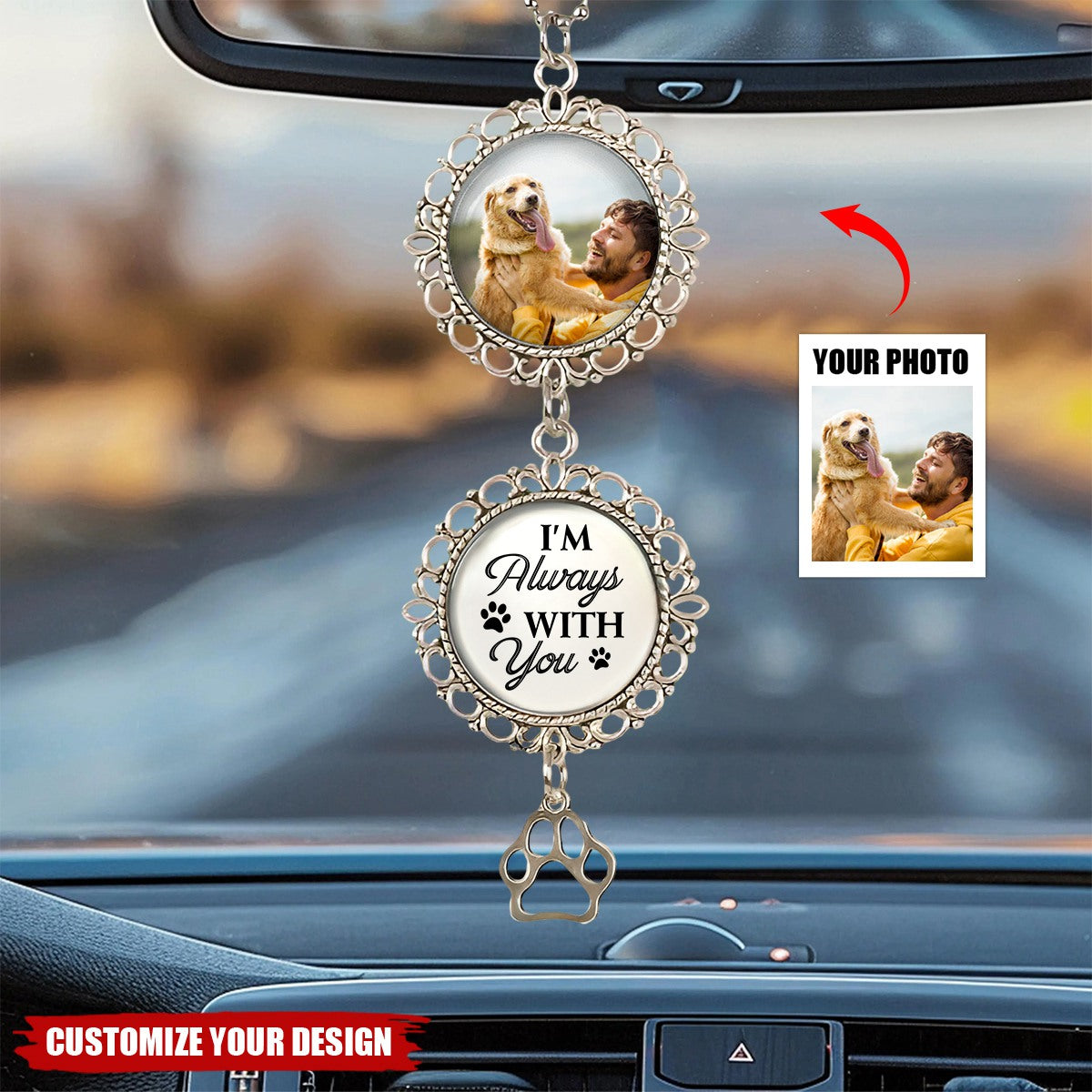 Memorial Car Gift I'm Always With You - Personalized Photo Car Ornament