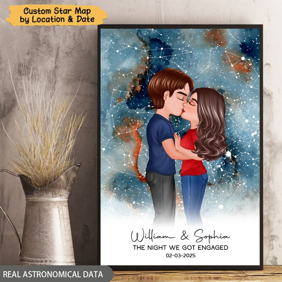Couple Kissing The Night We Met - Custom Star Map Personalized Poster