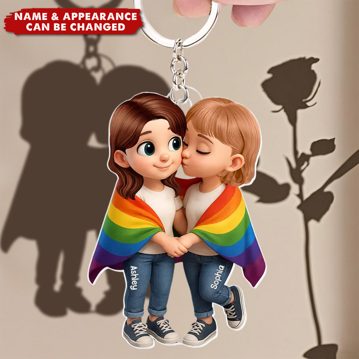 Pride Month LGBT Couple Love Is Love Personalized Acrylic Keychain
