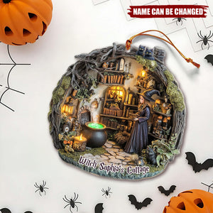 Personalized The Witch's Cottage Acrylic Ornament, Halloween Gift For Her
