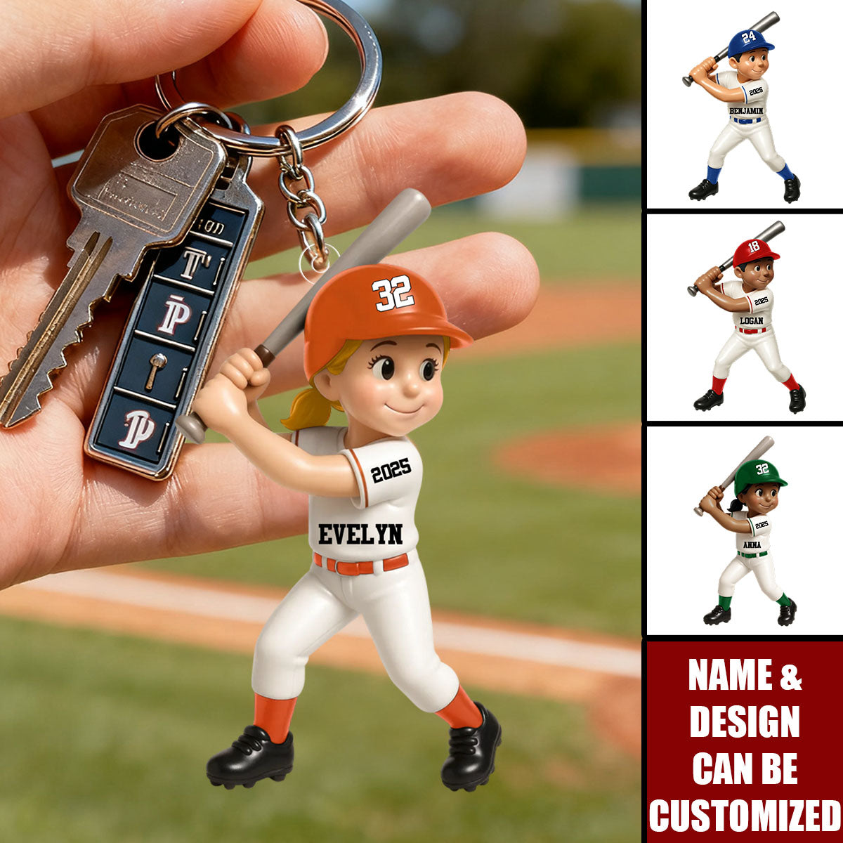 Cute Baseball Player - Personalized Acrylic Keychain