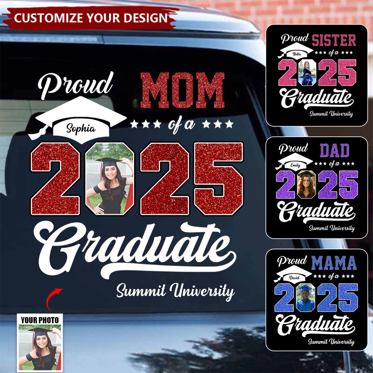 Personalized Graduation 2025 Decal, Proud Family Graduate Photo Class Of 2025