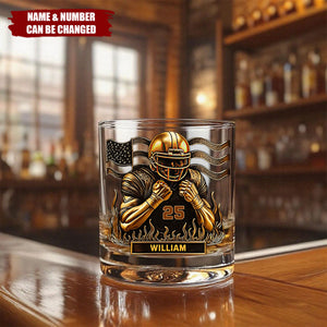 Whiskey & American Football - Personalized Football Whiskey Glass