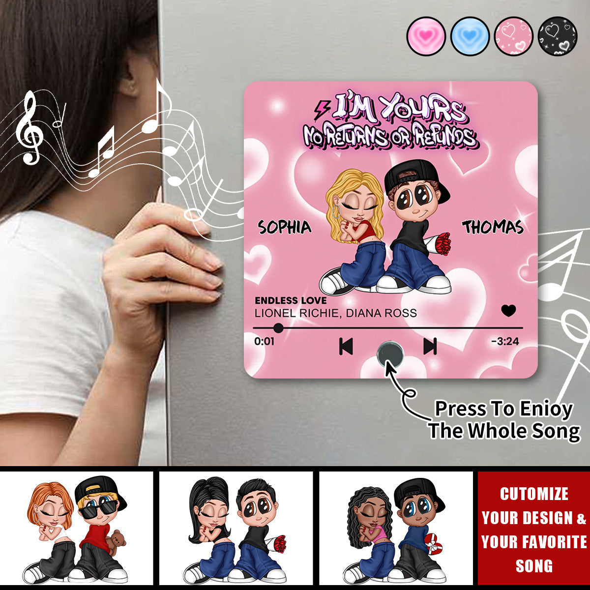 Y2K Couple -  Personalized Music Fridge Magnet, Gift For Couple, Boyfriend, Girlfriend, Husband, Wife