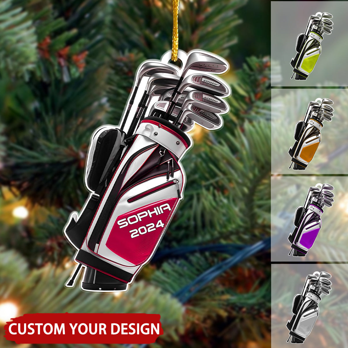 Golf Bag Personalized Xmas Ornament, Gift For Golf Clubs, Golf Team