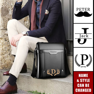 Vintage Monogram - Personalized Travel Business Shoulder CrossBody Bag